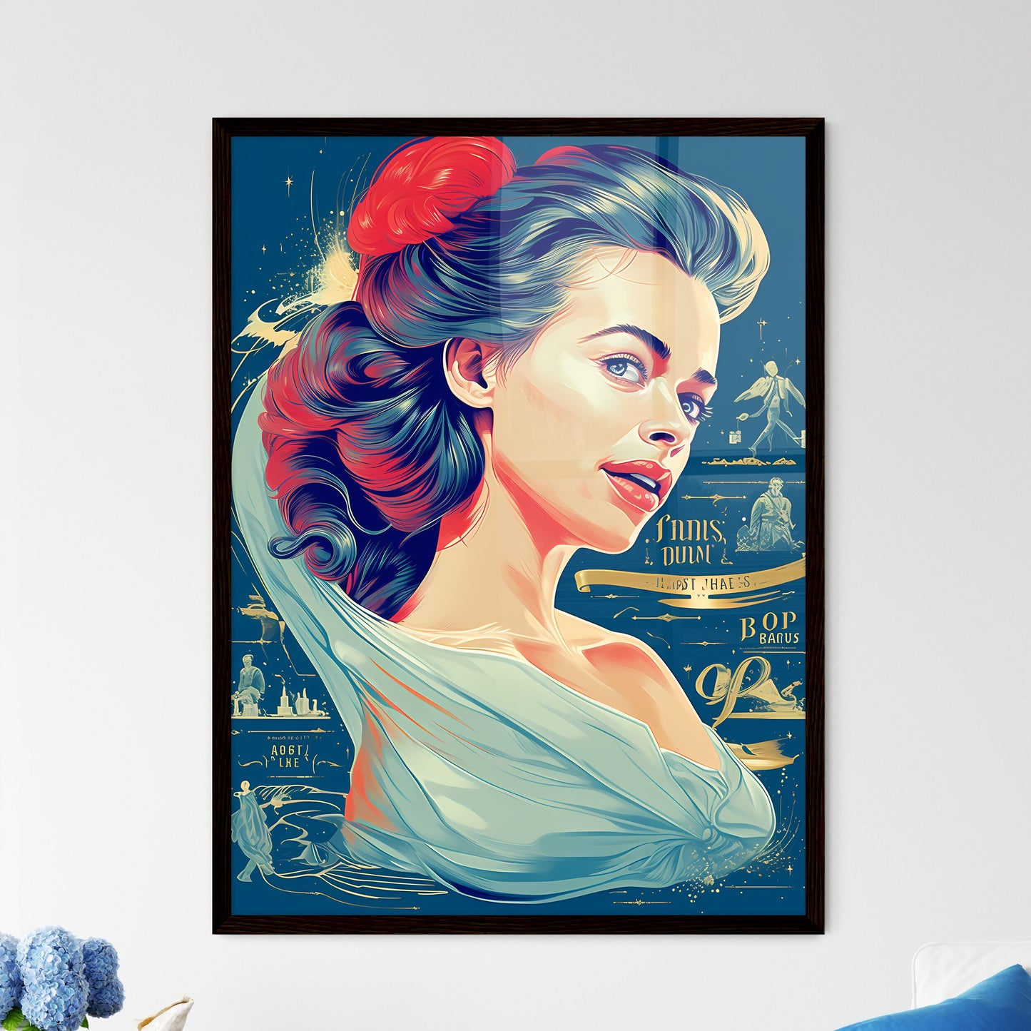 A Poster of Cinderella running in her chic - - Framed Art Print