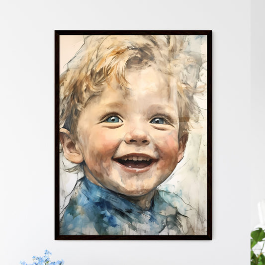 A Poster of beautiful baby with blue eyes smiling - A Close Up Of A Smiling Child Default Title