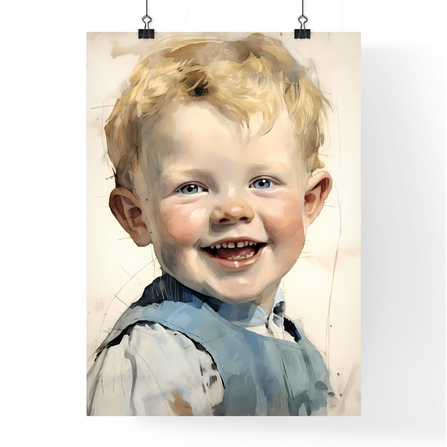 A Poster of beautiful baby with blue eyes smiling - A Close Up Of A Baby Default Title