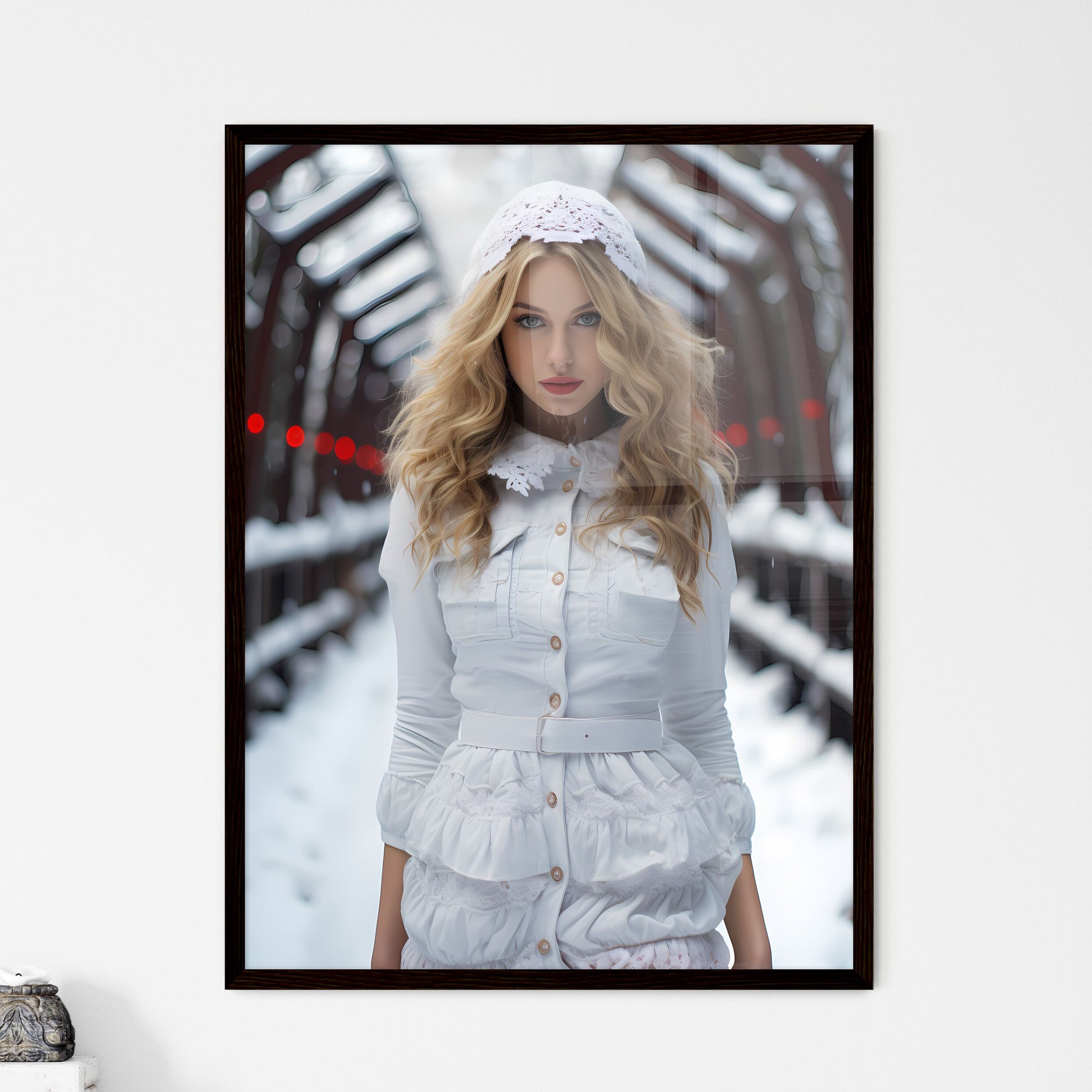 A Poster of In the cold season of snowflakes - Framed Art Print