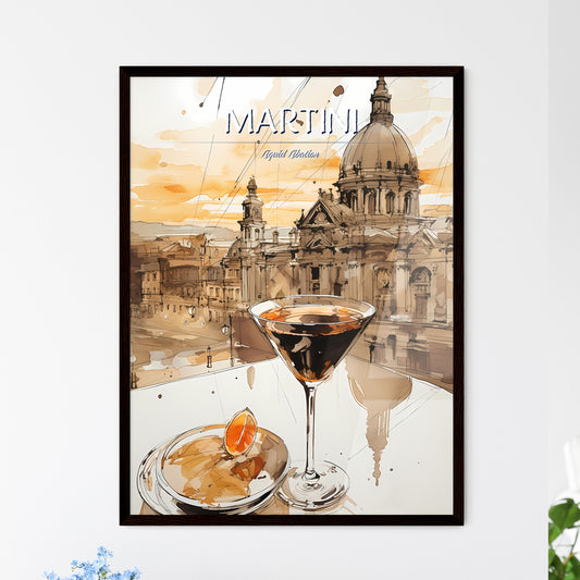 A Poster of Espresso martini - A Glass Of Liquid On A Table With A Round Object On Top Of It Default Title