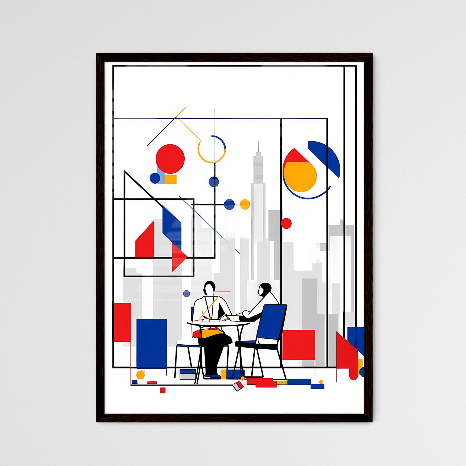 A Poster of minimalist office art - A Couple - Framed Art Print