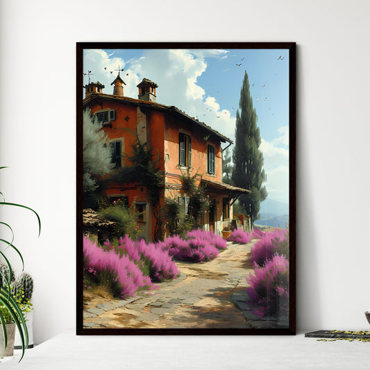 A Poster of Provence France - A House With Purple Flowers And Trees Default Title