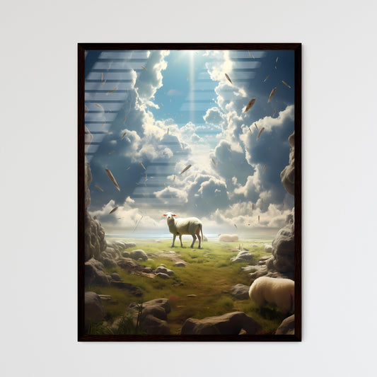 A Poster of un ciel avec des moutons qui tombent  Wall Art