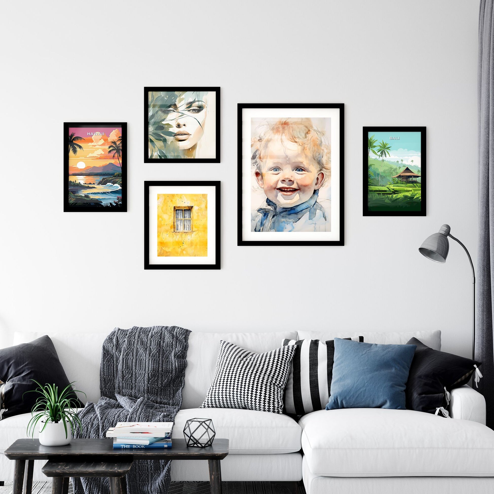 A Poster of beautiful baby with blue eyes smiling - A Watercolor Of A Baby Smiling Default Title