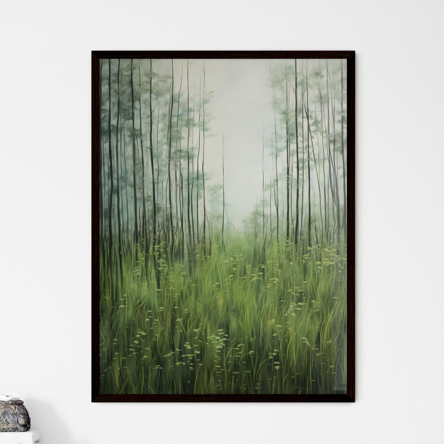 A Poster of a painting with green grass - A  - Framed Art Print