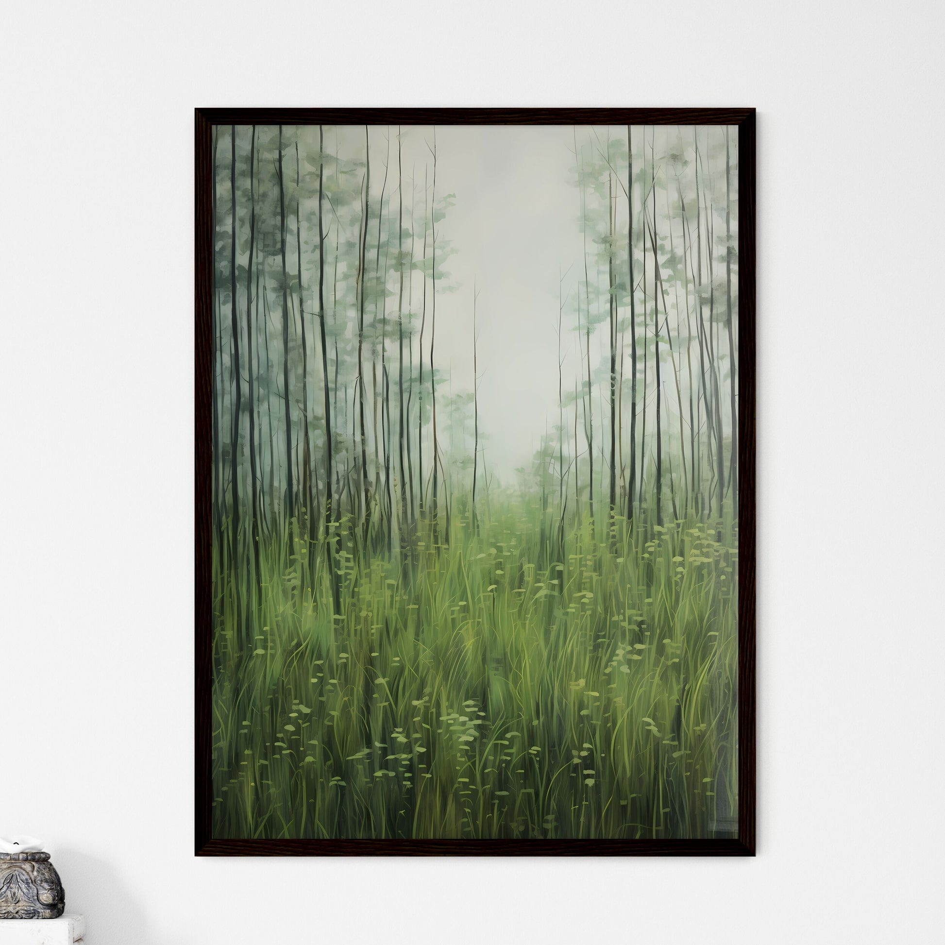 A Poster of a painting with green grass - A  - Framed Art Print