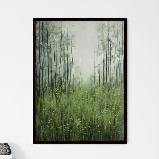 A Poster of a painting with green grass - A  - Framed Art Print