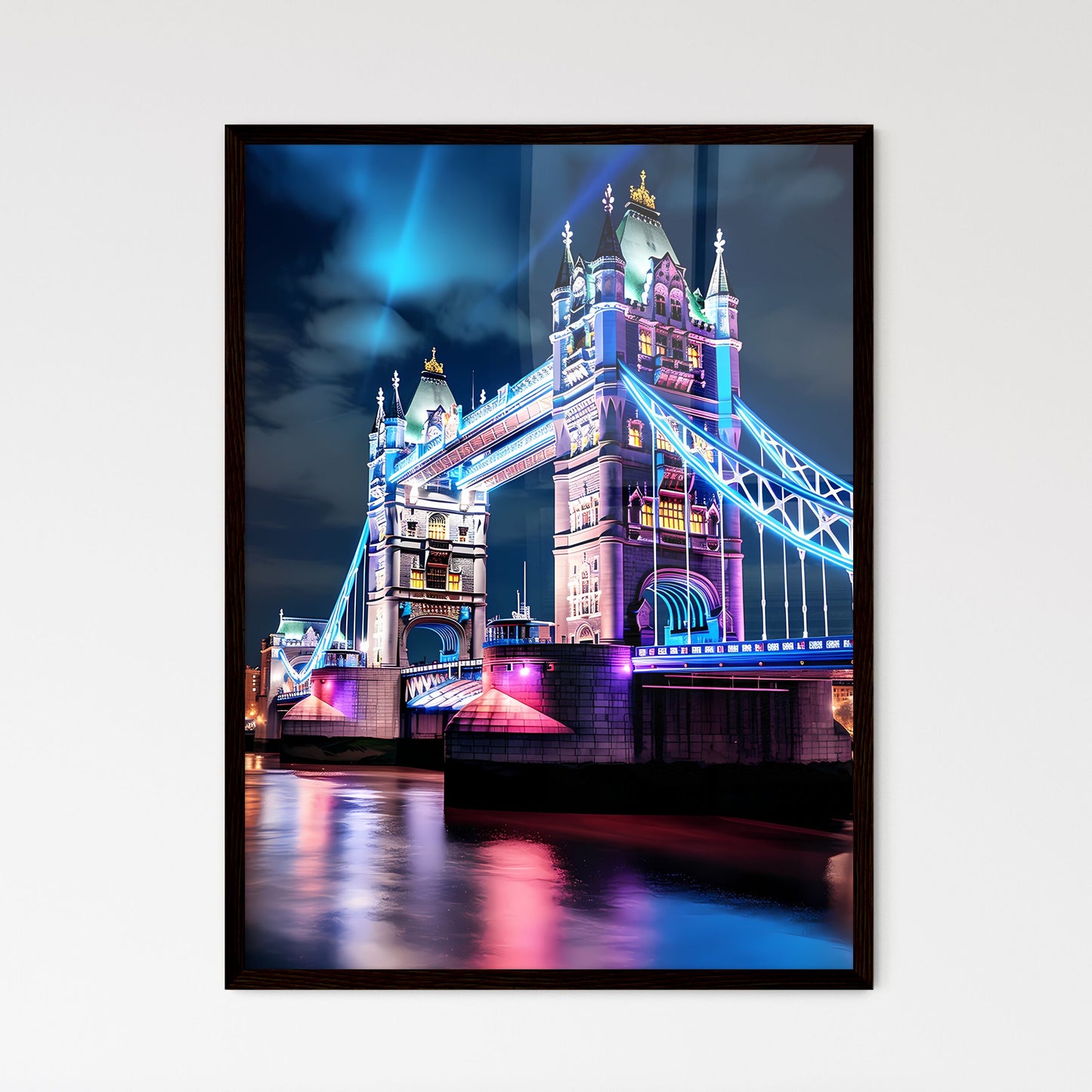 A Poster of Tower Bridge - A Bridge With Lights On It Default Title