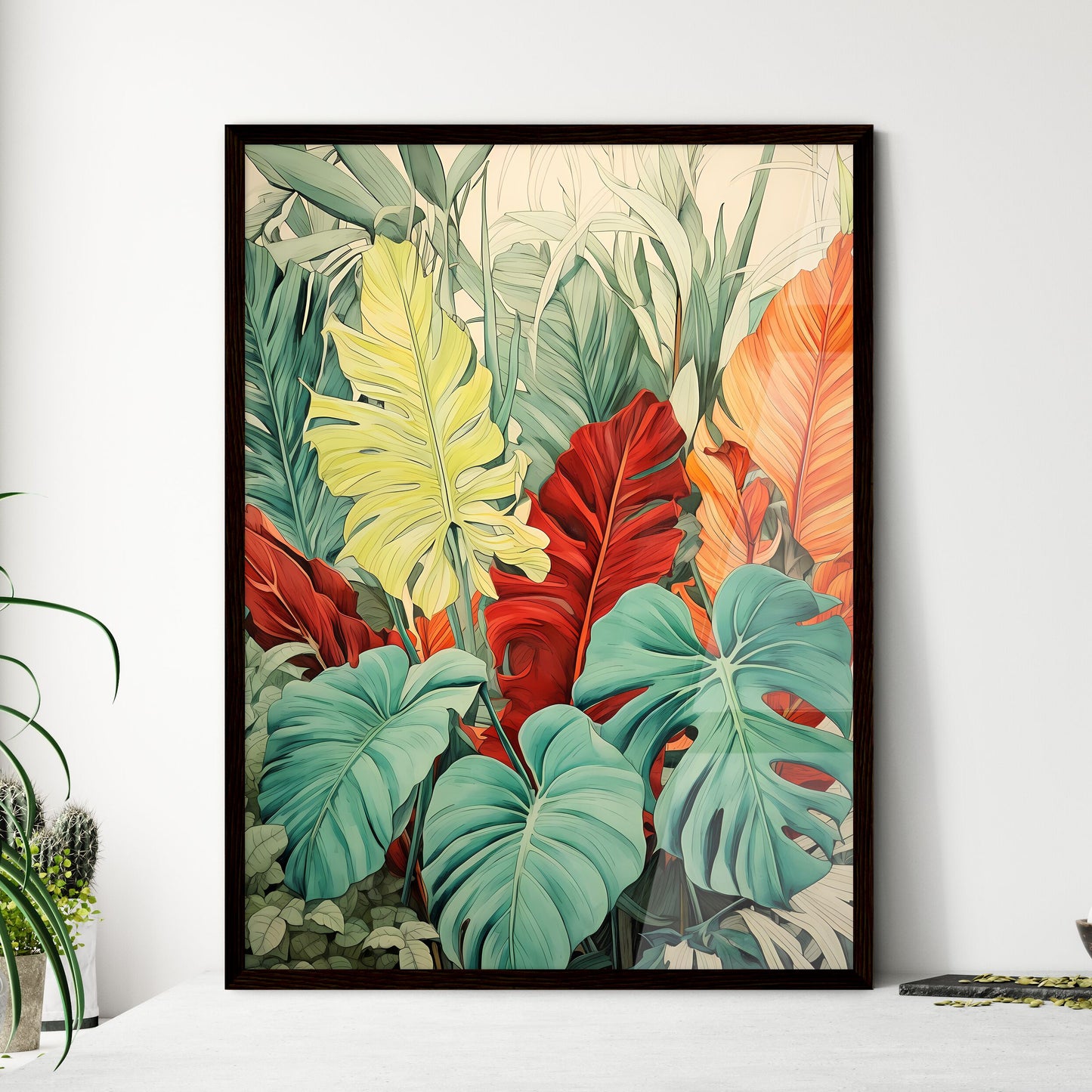 A Poster of tropical leaves - A Group Of Colorful Leaves Default Title