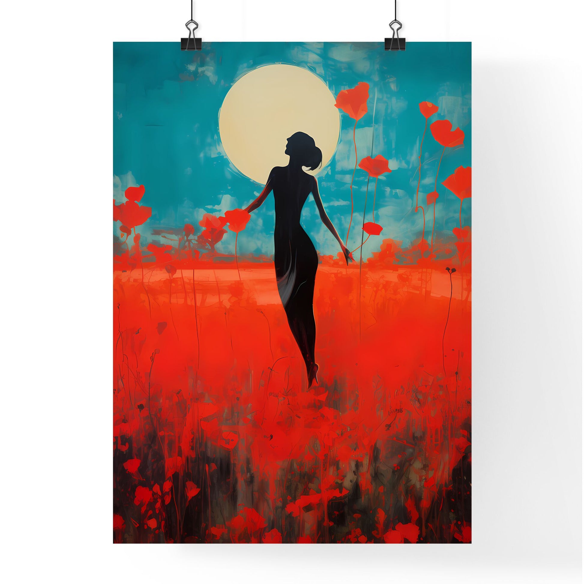 A Poster of inverted infrared - A Woman Standing In A Field Of Flowers Default Title