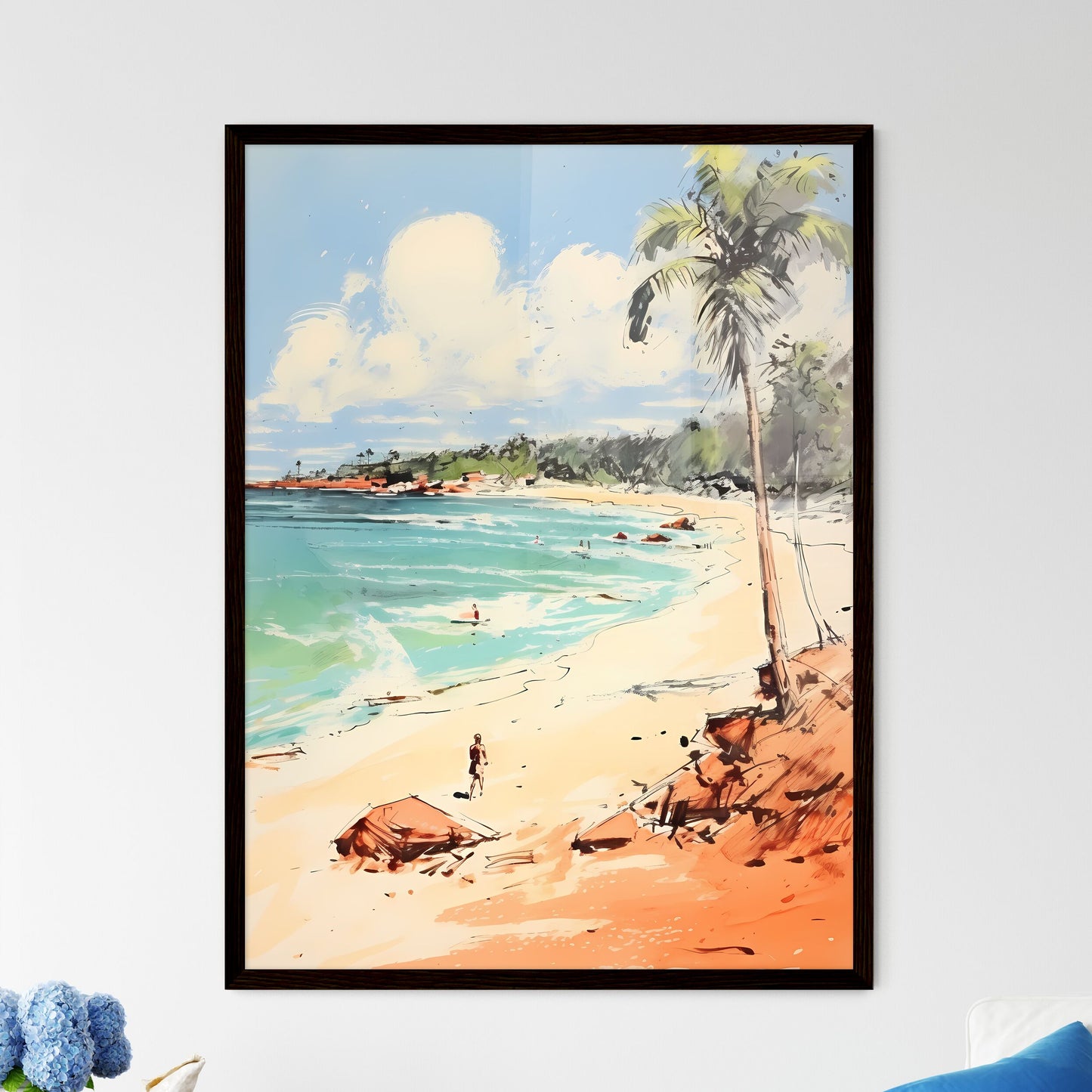 A Poster of Sandy tropical beach - A Beach W - Framed Art Print