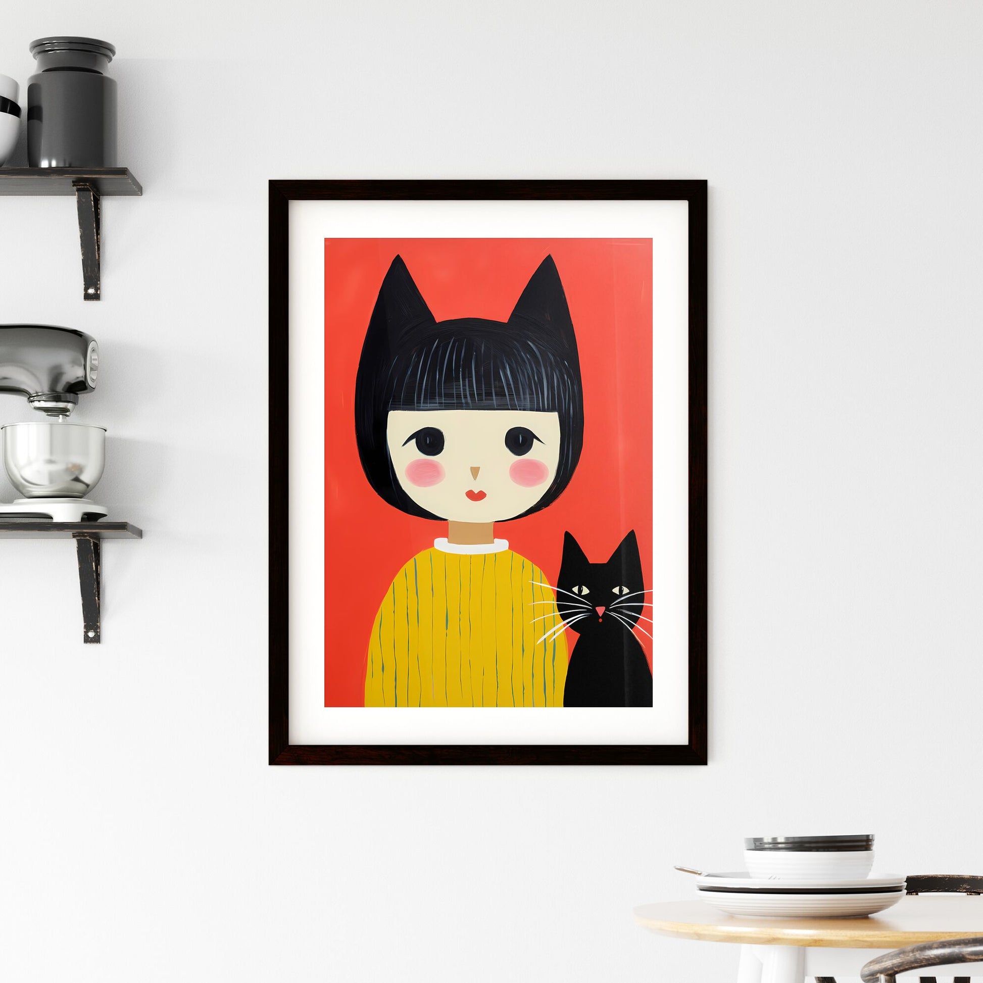 A Poster of the cat in the cat costume - A Cartoon Of A Girl And A Cat Default Title