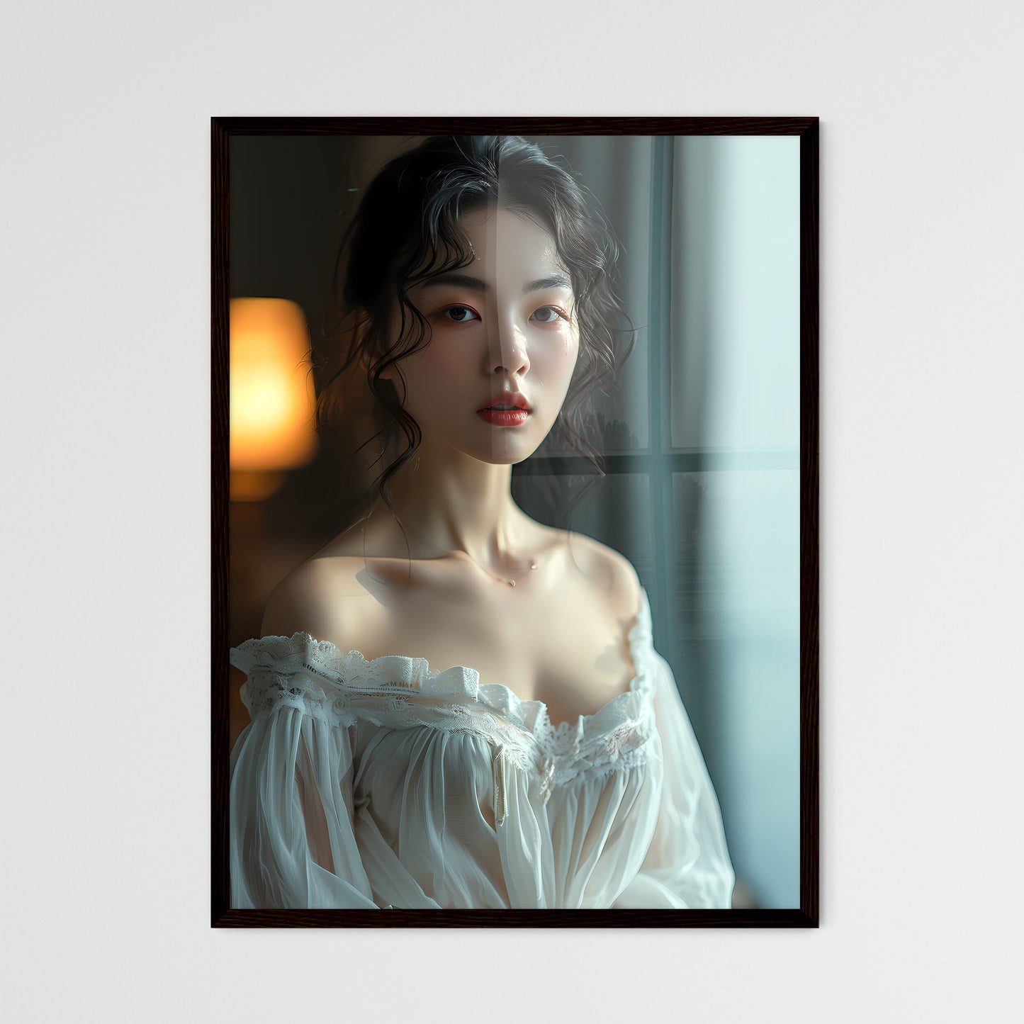 A Poster of A well-lit room with neutral-col - Framed Art Print