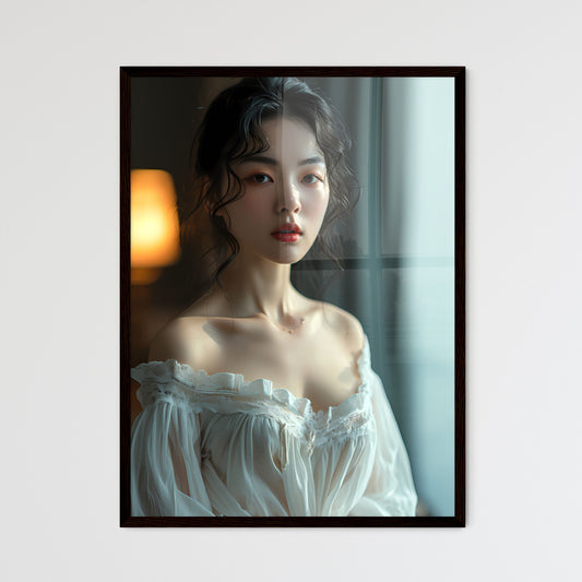 A Poster of A well-lit room with neutral-col - Framed Art Print