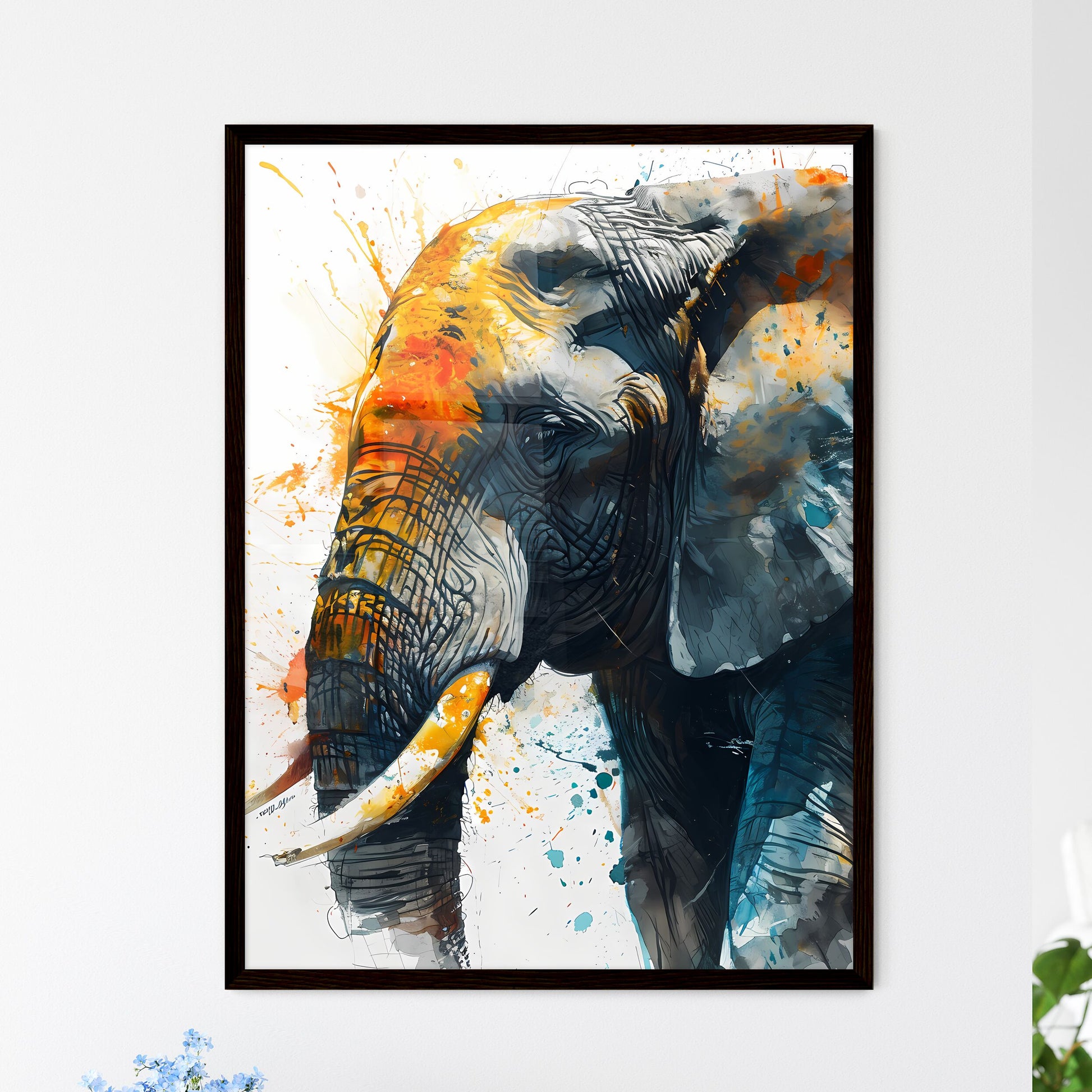 A Poster of Detailed sketch of a curious African Elephant  Wall Art