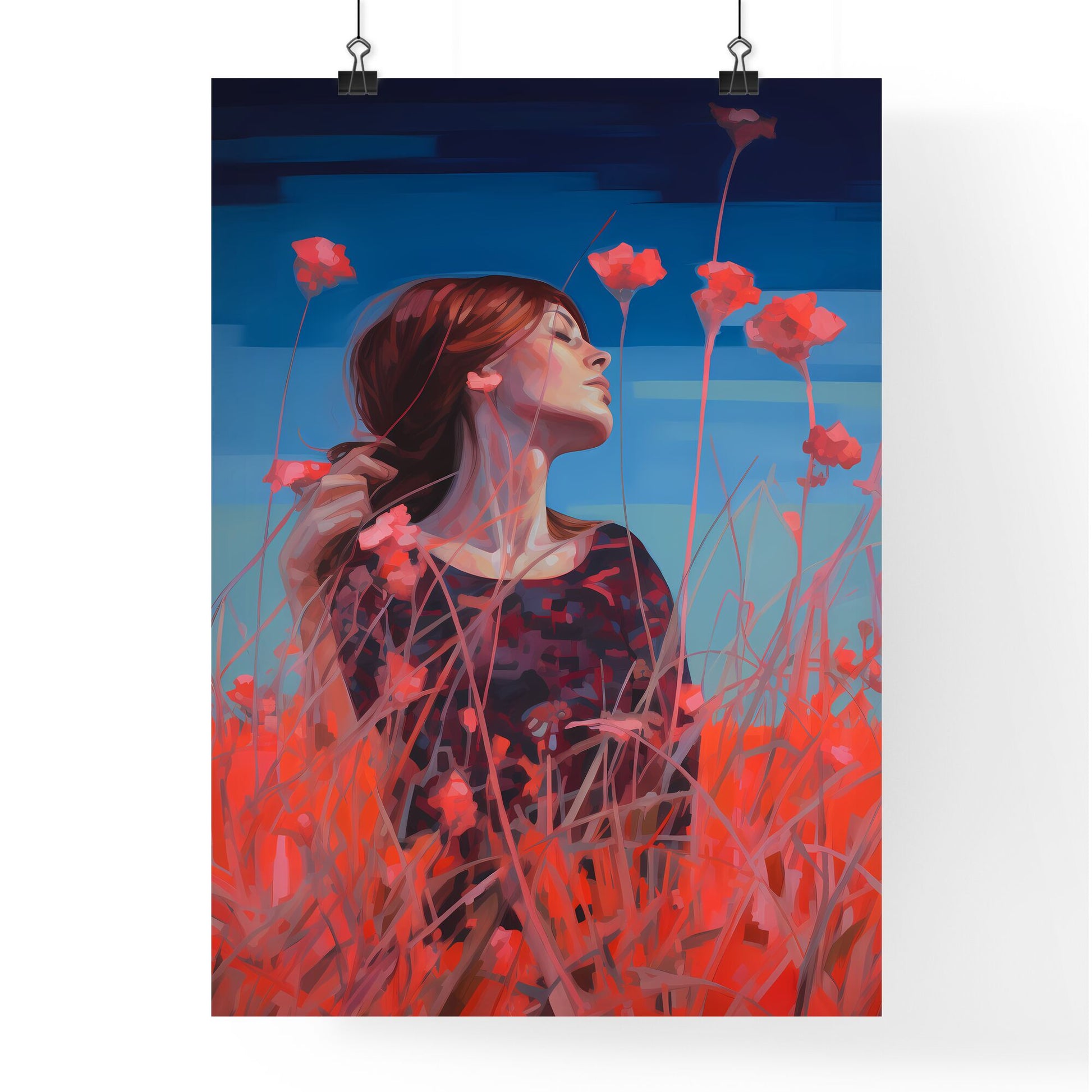 A Poster of inverted infrared - A Woman In A Field Of Flowers Default Title