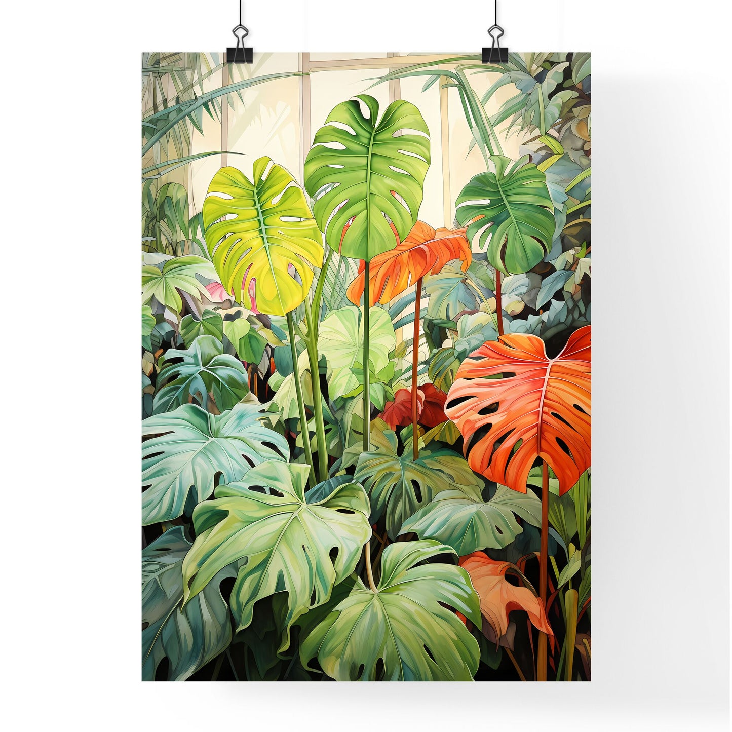 A Poster of tropical leaves - A Painting Of A Plant Default Title