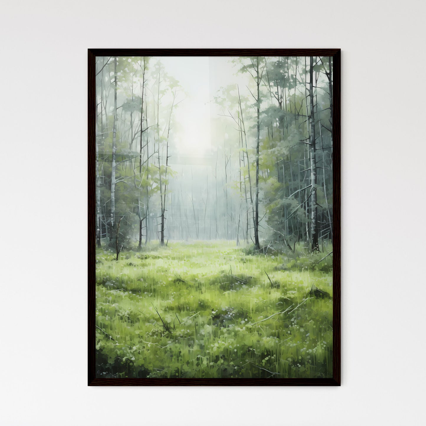 A Poster of a painting with green grass - A  - Framed Art Print