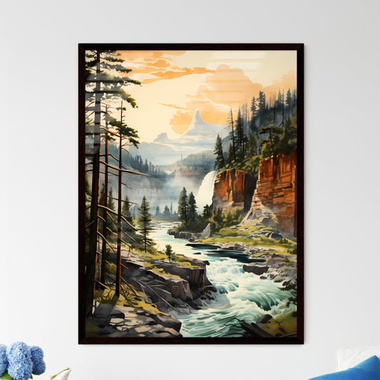 A Poster of Yellowstone National Park - A Ri - Framed Art Print