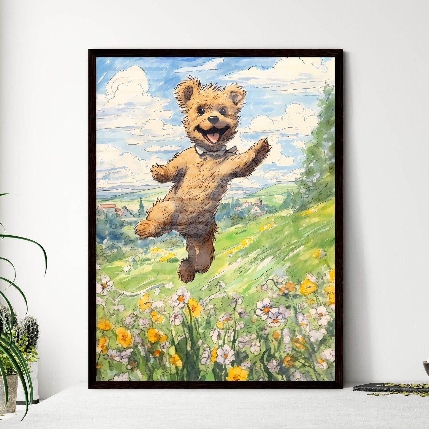 A Poster of funny dog jumping - A Cartoon Of A Dog Jumping In The Air Default Title