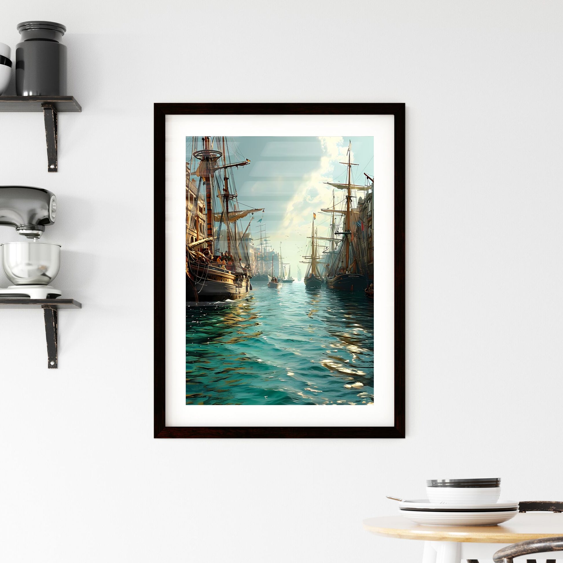 A Poster of injured soldiers - A Group Of Boats In A Harbor Default Title