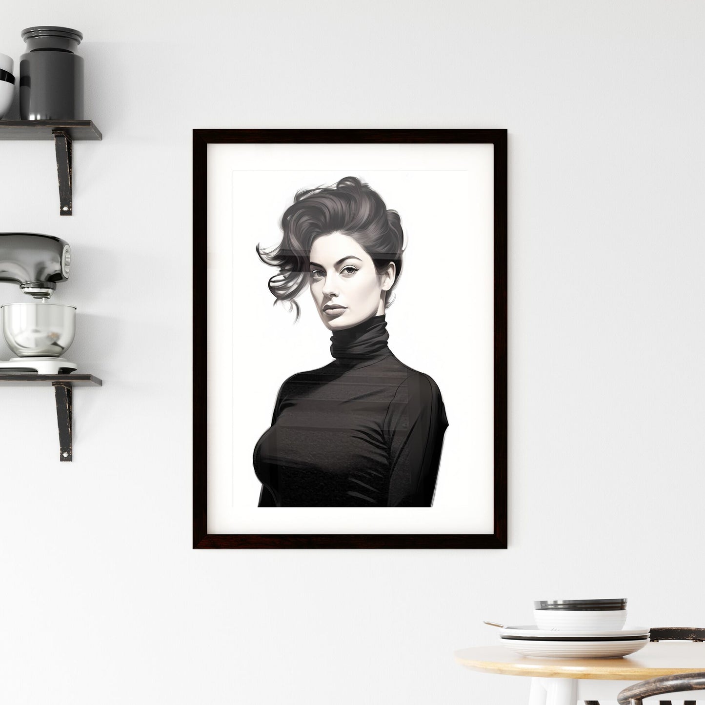 A Poster of beautiful elegant woman in black turtleneck - A Woman In A Black Turtleneck Default Title