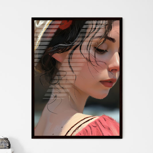 A Poster of pretty lady at the beach - A Wom - Framed Art Print