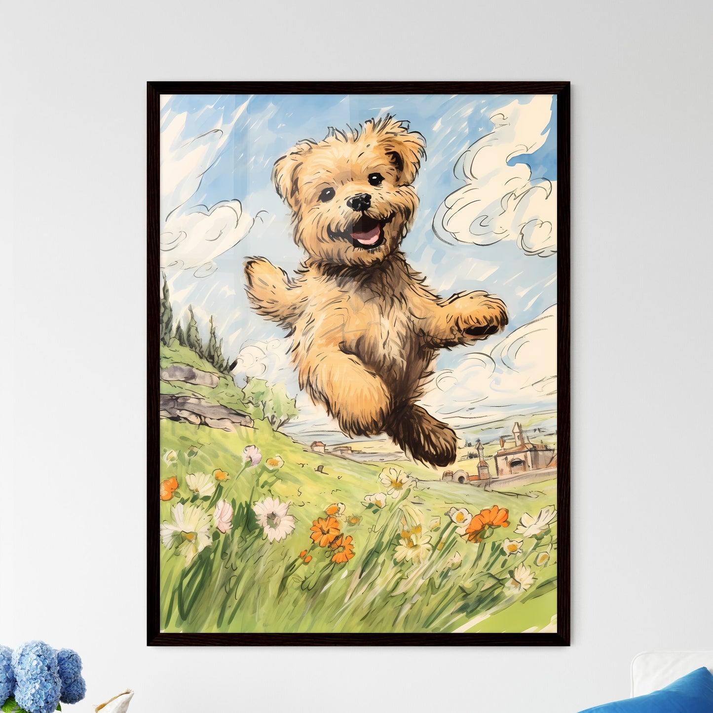 A Poster of funny dog jumping  Wall Art