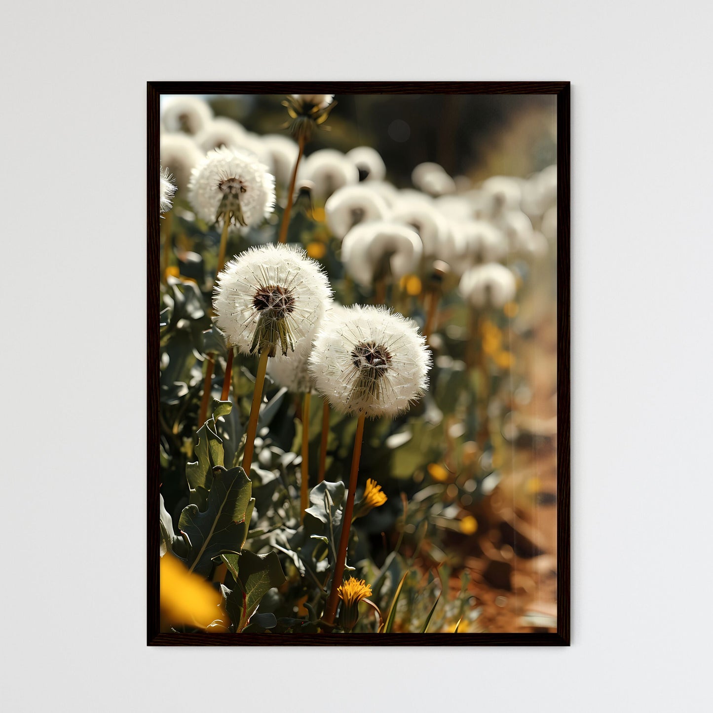 A Poster of a sea of dandelions styled as acrylic art  Wall Art