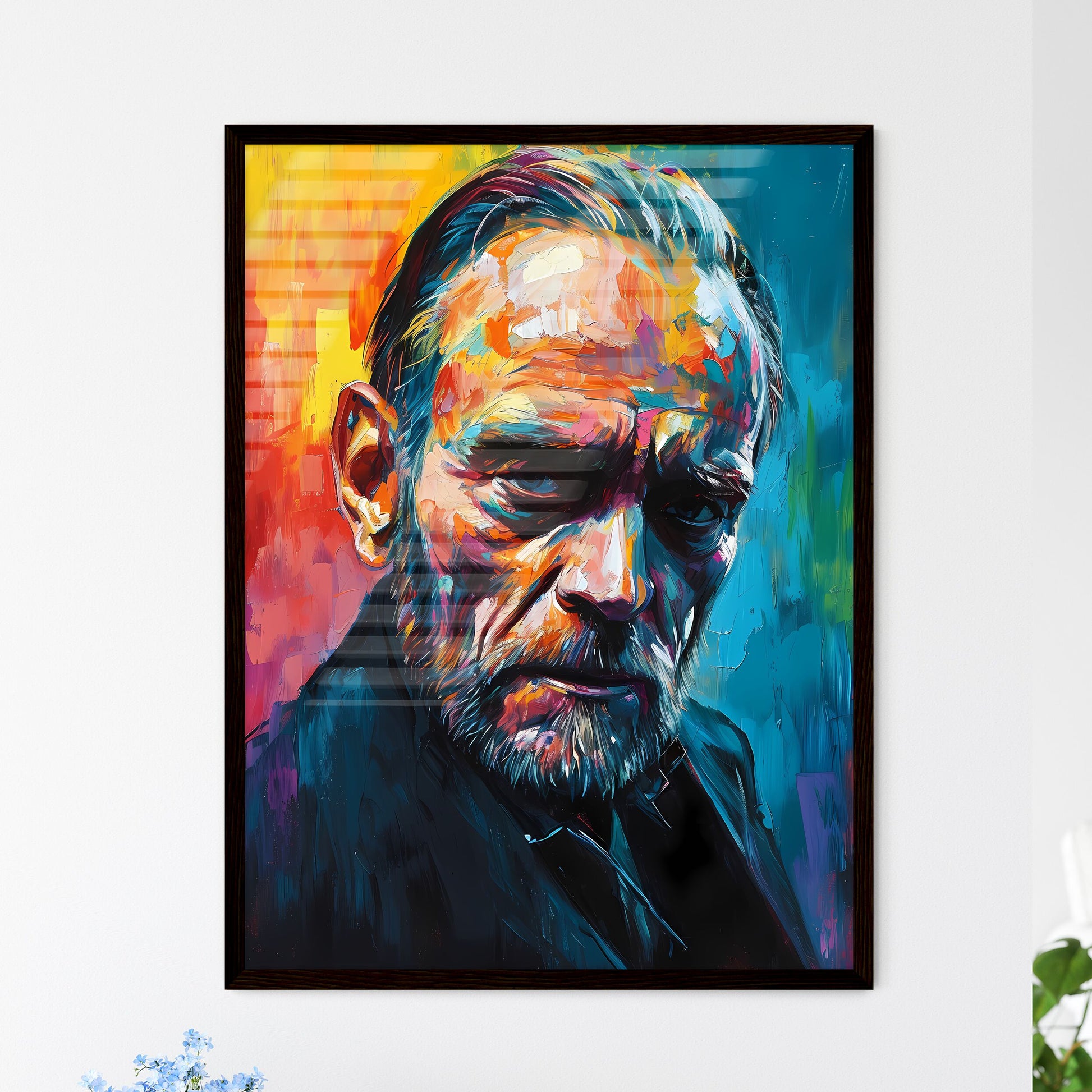 A Poster of Charles Bukowski Portrait  Framed Print