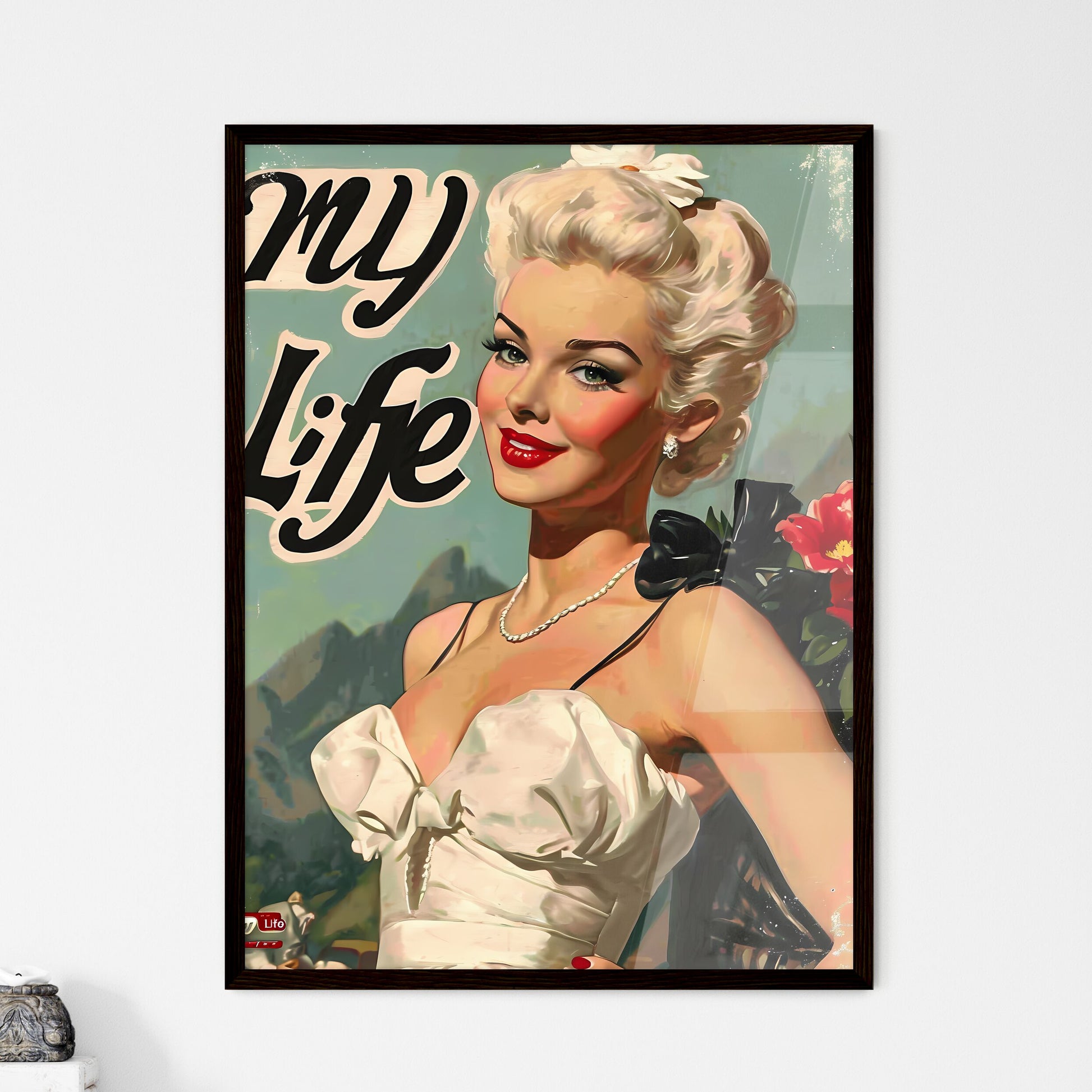 A Poster of the text myLife  - A Woman In A - Framed Art Print