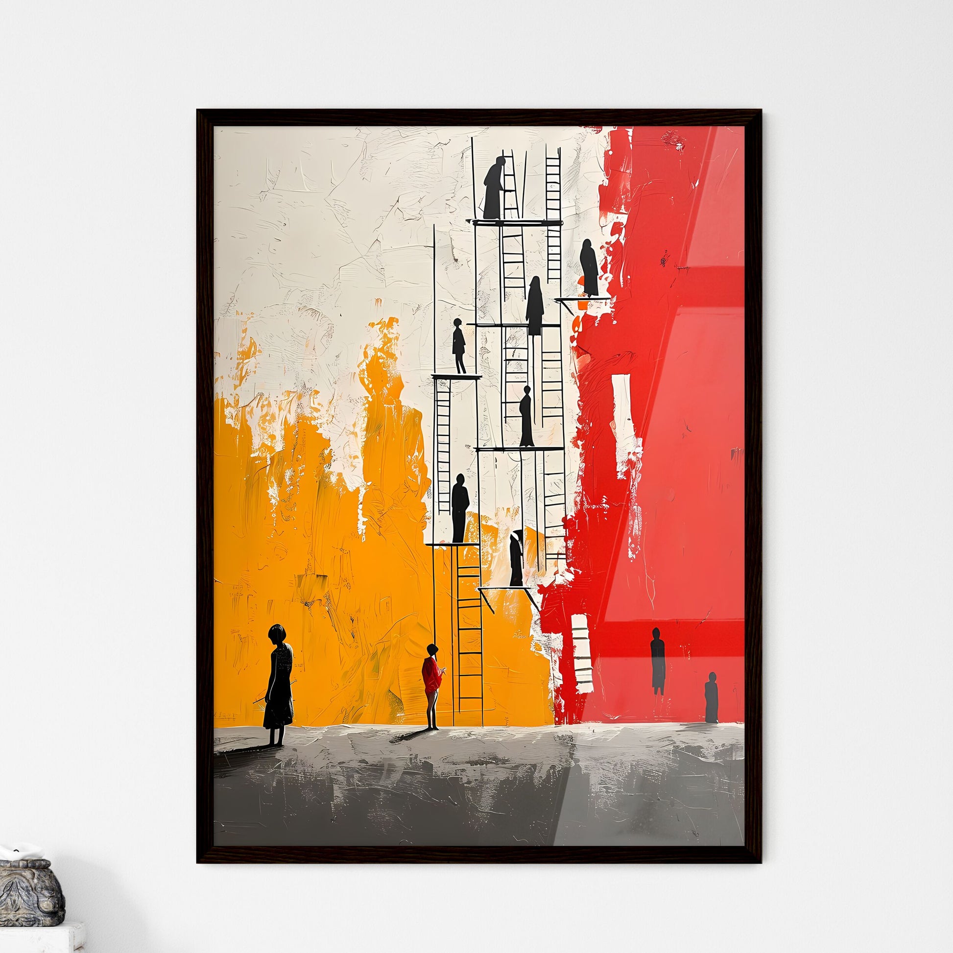 A Poster of Modern painting people standing  - Framed Art Print