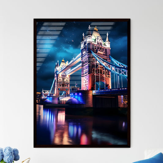 A Poster of Tower Bridge - A Bridge With Lights At Night Default Title