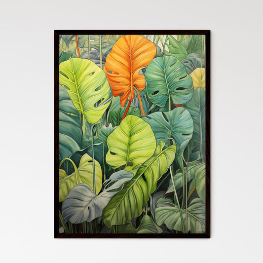 A Poster of tropical leaves - A Group Of Green And Orange Leaves Default Title