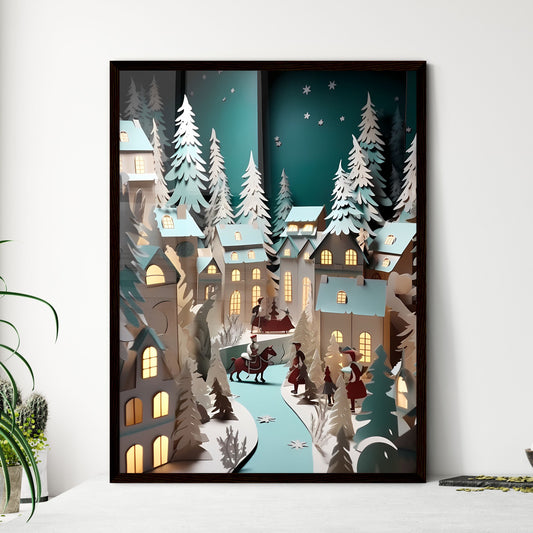 A Poster of paper art paper cut animation -  - Framed Art Print