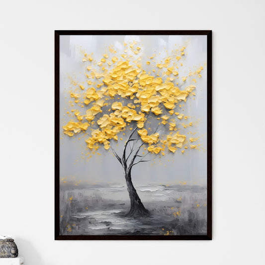 A Poster of a painting of a yellow tree - A  - Framed Art Print
