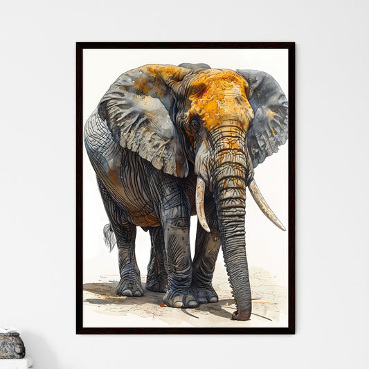 A Poster of Detailed sketch of a curious African Elephant  Wall Art