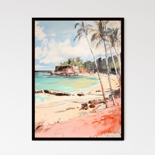 A Poster of Sandy tropical beach - A Beach W - Framed Art Print