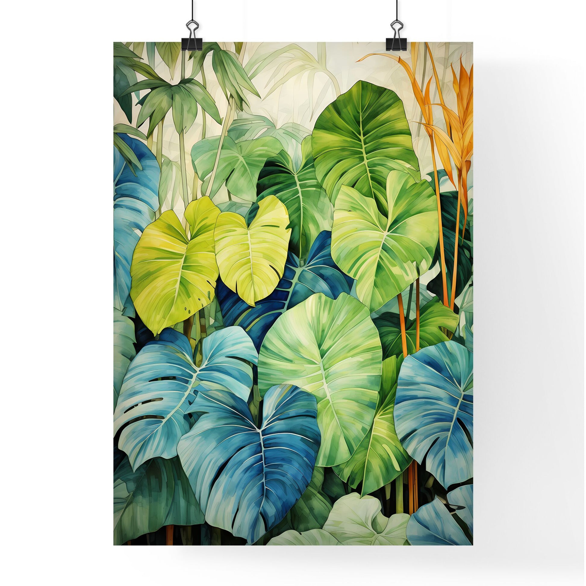 A Poster of tropical leaves - A Group Of Colorful Leaves Default Title