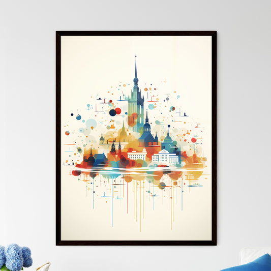 A Poster of minimalist Helsinki skyline - A Colorful Cityscape With Many Buildings Framed Art