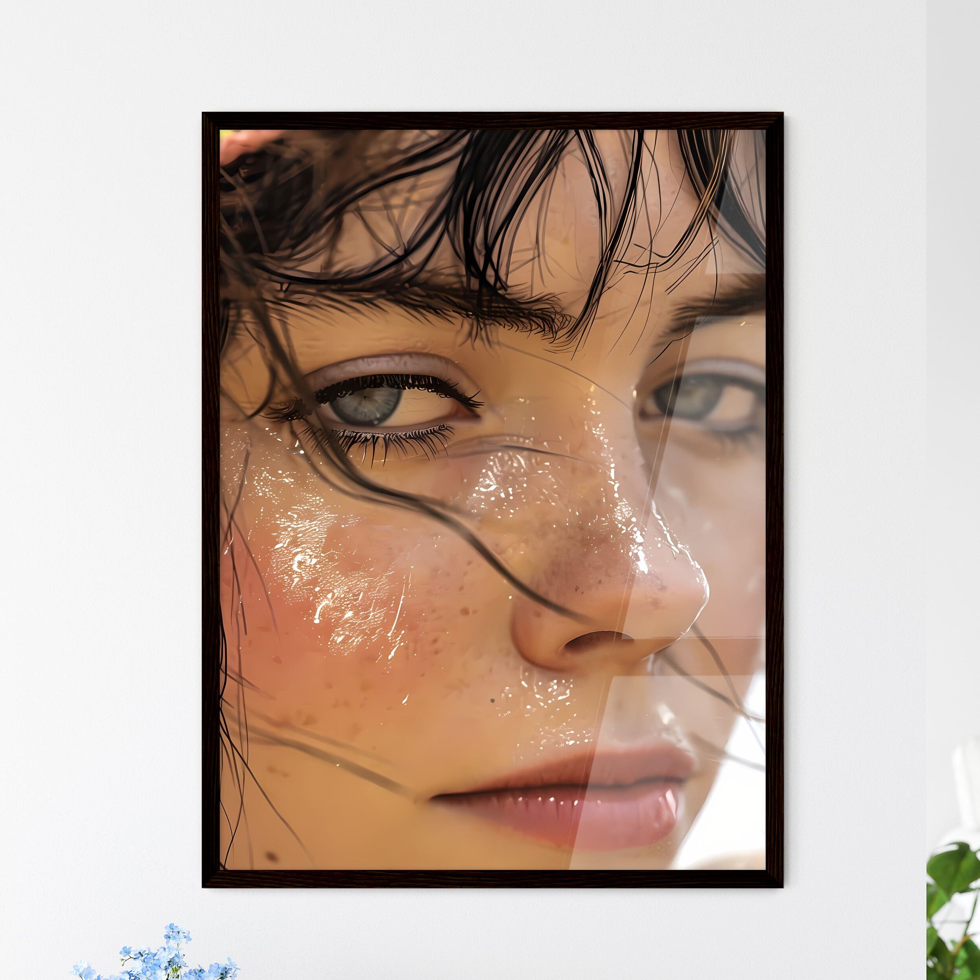 A Poster of pretty lady at the beach - A Clo - Framed Art Print