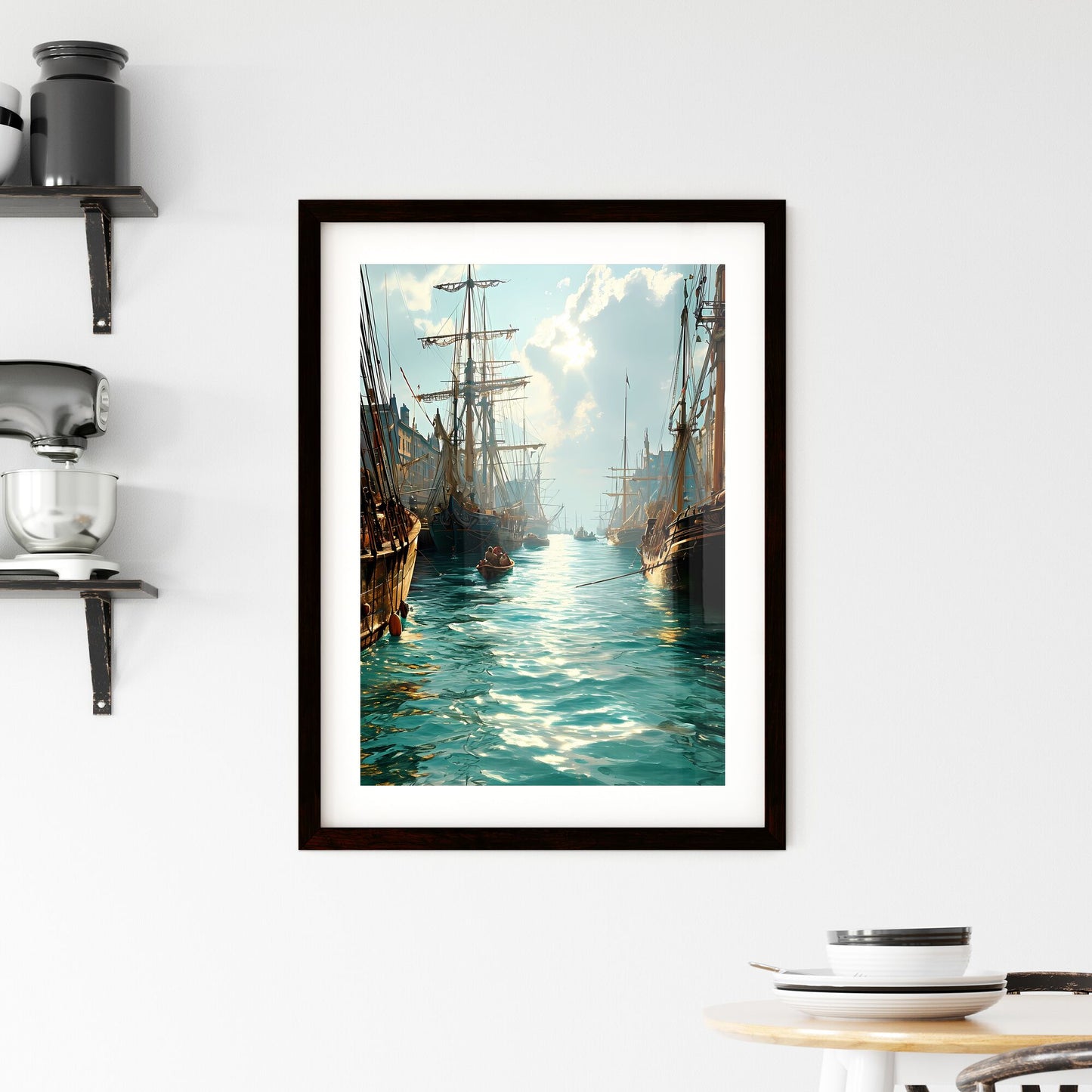 A Poster of injured soldiers - A Group Of Boats In A Harbor Default Title