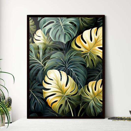 A Poster of monochrome monstera tropical lea - Framed Art Print