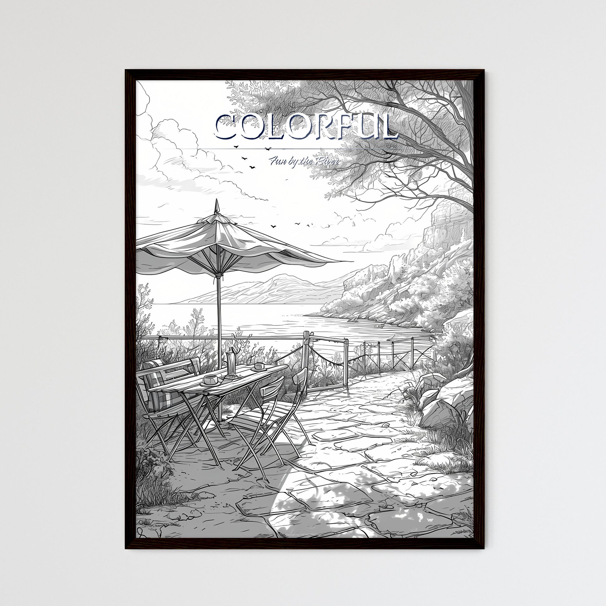 A Poster of coloring page for kids summer vi - Framed Art Print