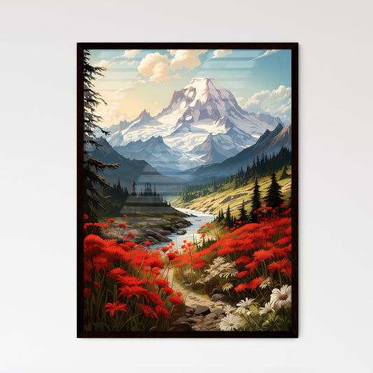 A Poster of Mount Rainier National Park - A  - Framed Art Print