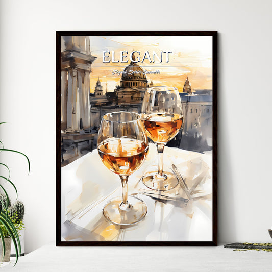 A Poster of white russian cocktail - A Watercolor Of Two Wine Glasses On A Table With A Dome In The Background Default Title