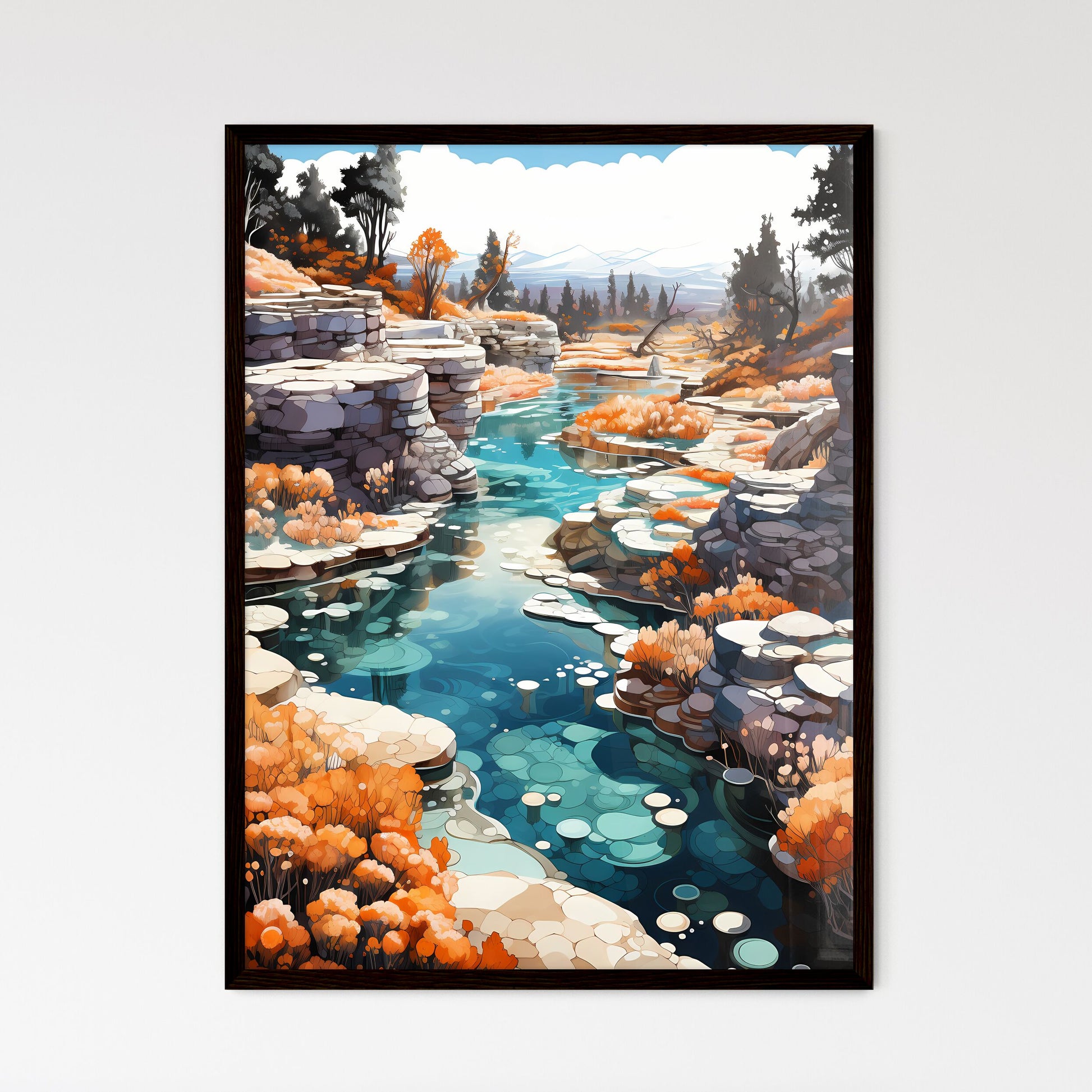A Poster of Yellowstone National Park - A Ri - Framed Art Print