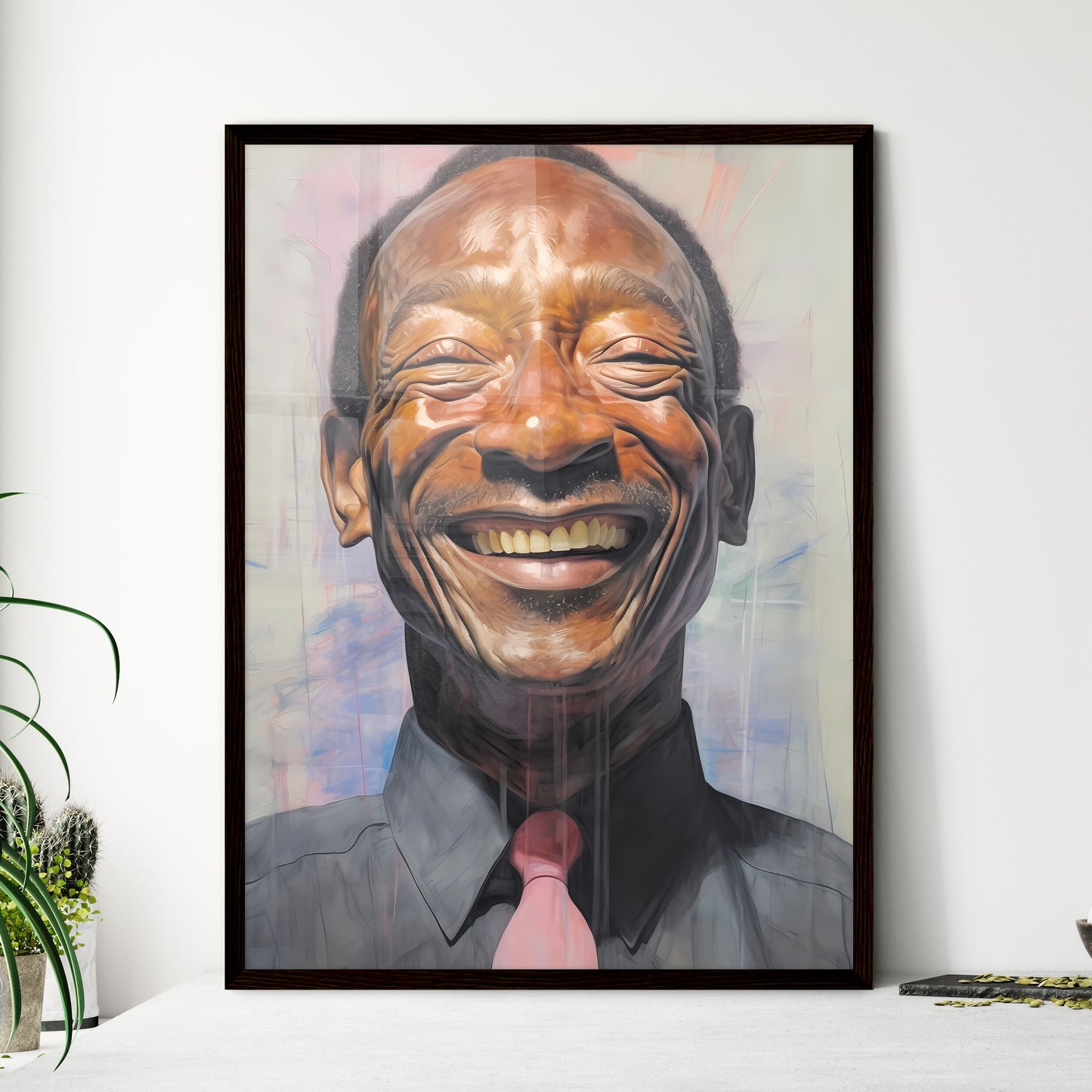 A Poster of elderldy black mans full face  Framed Print