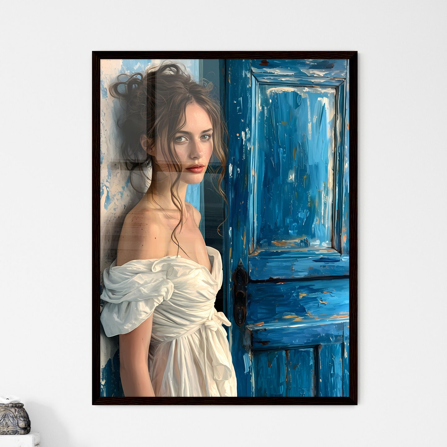 A Poster of oil painting of a 34 view - A Wo - Framed Art Print